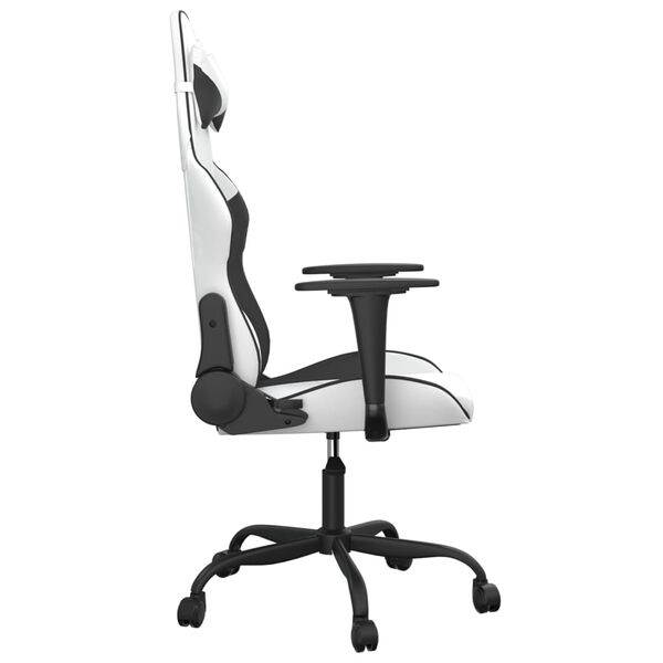 vidaXL Gaming Chair White and Black Faux leather, metal, plywood