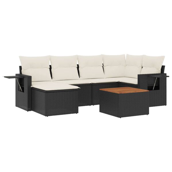 vidaXL Garden Sofa Set Black, Cream White
