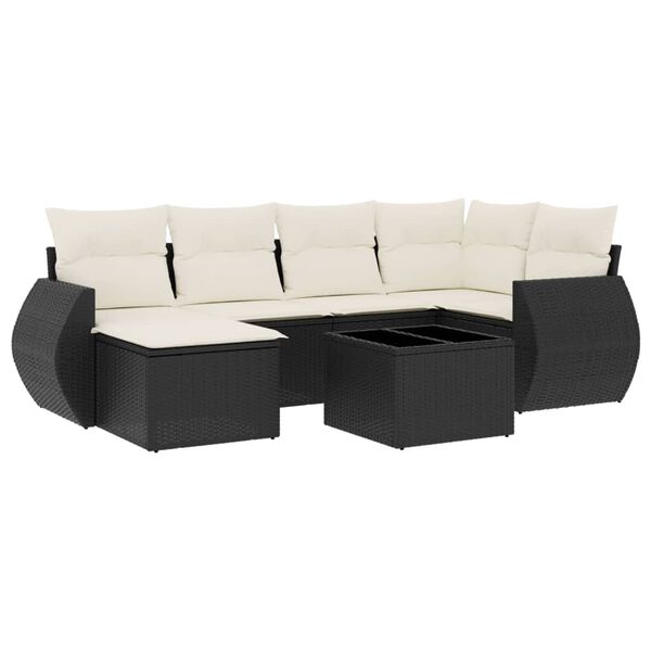 vidaXL Garden Sofa Set Black Sofa, Cream White Cushions