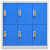 vidaXL Locker Cabinet Set of 2 Light grey and blue Steel