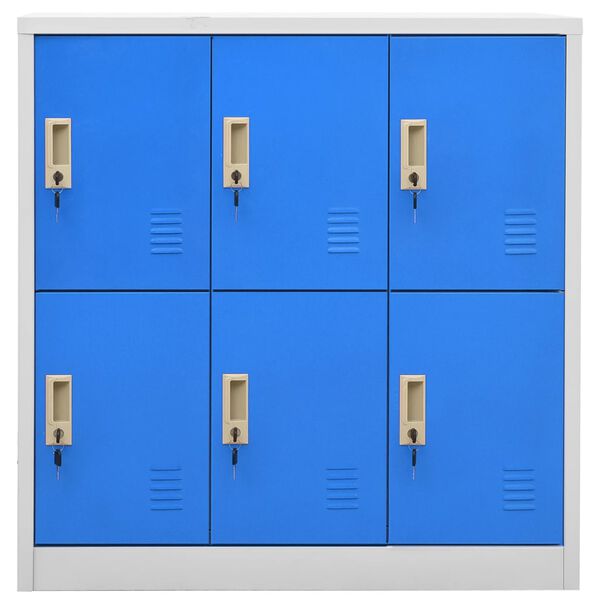 vidaXL Locker Cabinet Set of 2 Light grey and blue Steel