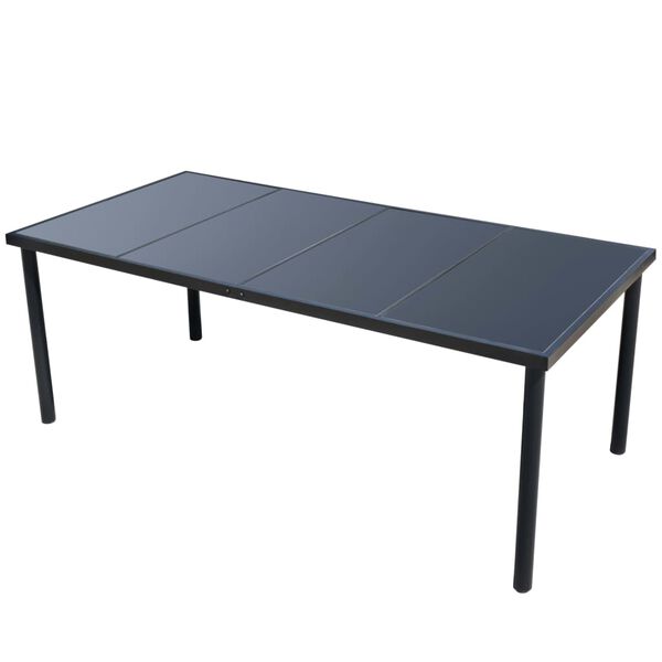 vidaXL 9 Piece Patio Dining Set Steel Black
