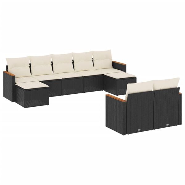 vidaXL Garden Sofa Set Black, Cream White