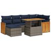 vidaXL 7 Piece Patio Sofa Set with Cushions Black Poly Rattan Acacia