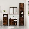 vidaXL Bathroom Furniture Set Smoked oak Engineered wood, metal, glass