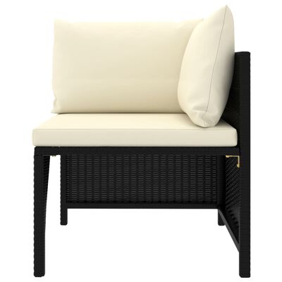 vidaXL 3 Piece Patio Lounge Set with Cushions Poly Rattan Black