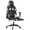 vidaXL Gaming Chair with Footrest Black and White Faux Leather