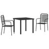 vidaXL Garden Dining Set 3 pcs Black Cotton rope and steel