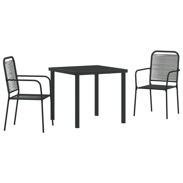 vidaXL Garden Dining Set 3 pcs Black Cotton rope and steel