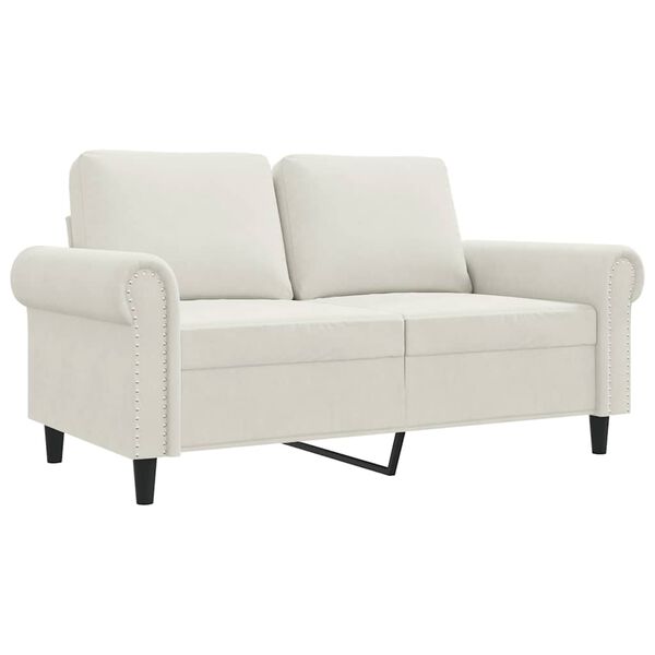 vidaXL 2-seater Sofa Cream Velvet (100% polyester), metal, textilene