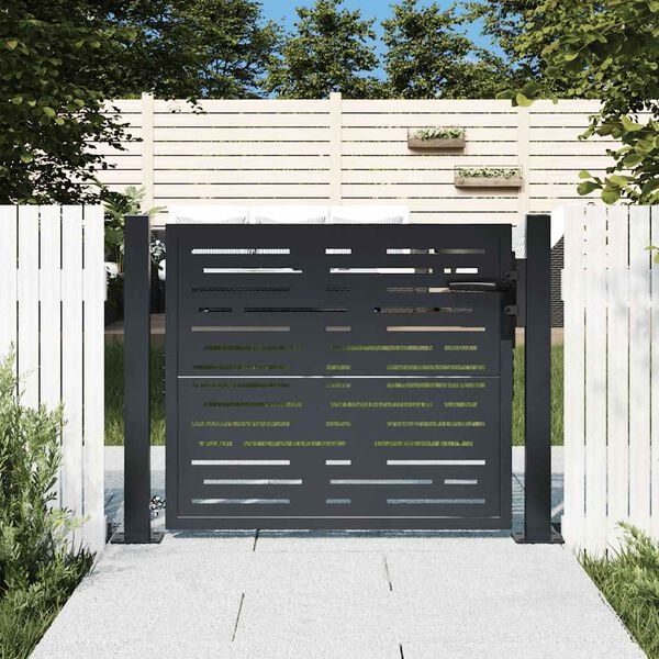vidaXL Garden Gate Anthracite 39.4x29.5" Steel Square Design