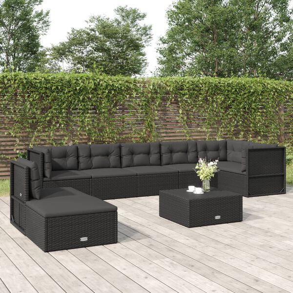 vidaXL Garden Lounge Set Black PE rattan Medium Modular