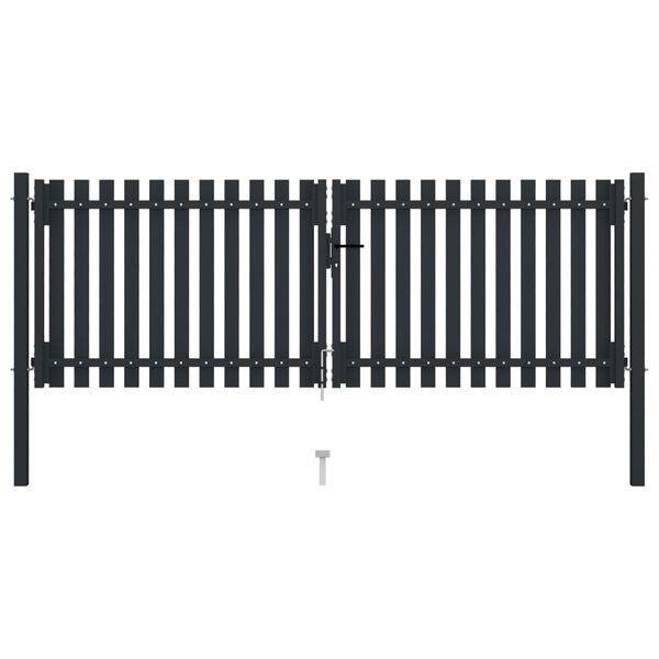 vidaXL Double Door Fence Gate Steel 118.1x49.2" Anthracite