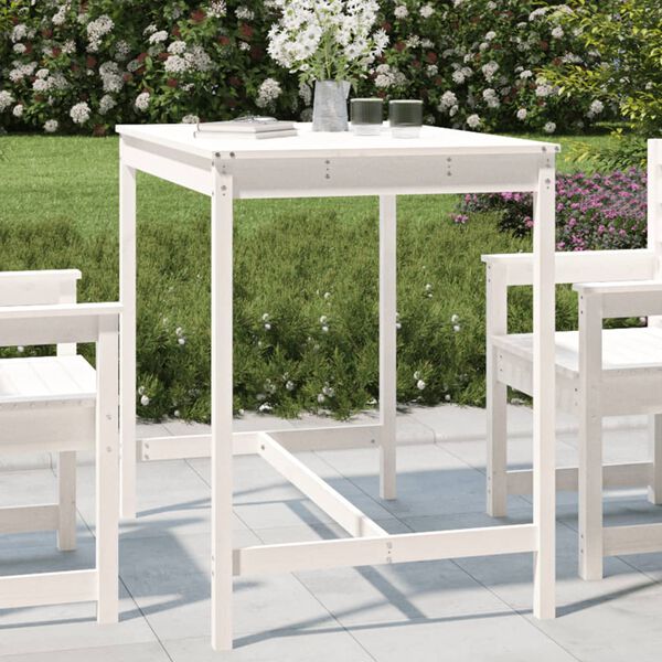 vidaXL Garden Table White Solid pine wood Large Durable Picnic Table