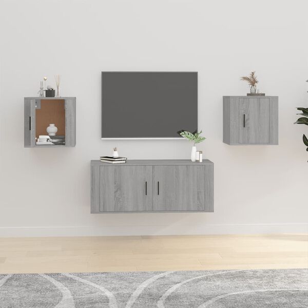 vidaXL Wall Mounted TV Cabinet Set of 2 Gray sonoma Engineered wood