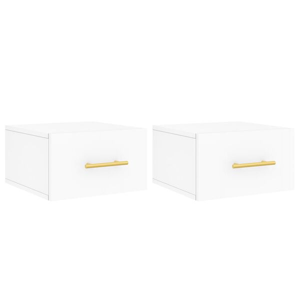 vidaXL Wall-mounted Bedside Cabinet Set of 2 White Engineered wood