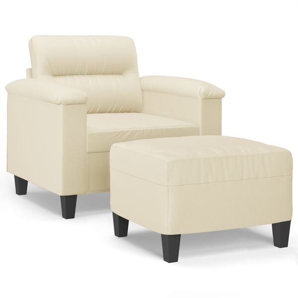 vidaXL Sofa Chair with Footstool Cream 23.6" Faux Leather