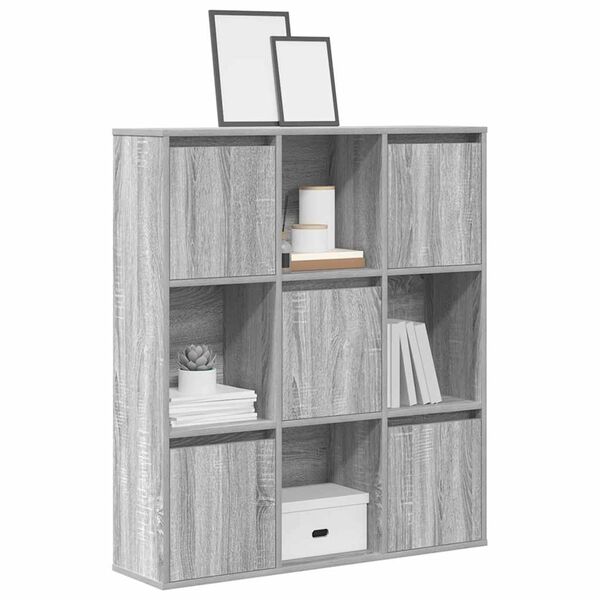 vidaXL Bookcase Grey Sonoma Engineered wood 35 x 9.4 x 40.0 in