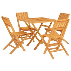 vidaXL Garden Dining Set Teak Brown Solid Teak Wood Standard Foldable