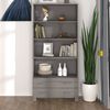 vidaXL Highboard Set of 2 Light grey Solid pinewood, MDF Large