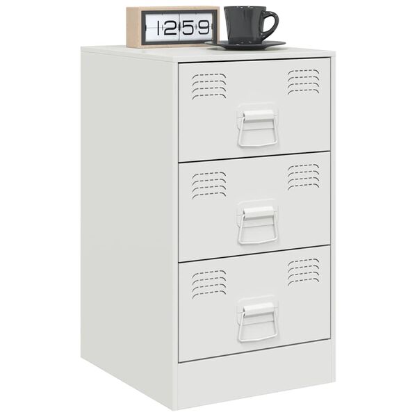 vidaXL Bedside Cabinet White Cold-rolled steel Medium Bedside Cabinet