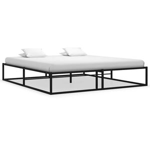 vidaXL Bed Frame Black Powder-coated metal Super King Durable