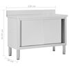 vidaXL Work Table with Sliding Doors 47.2"x19.7"x(37.4"-38.2") Stainless Steel