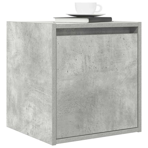 vidaXL Wall-mounted Bedside Cabinet Concrete grey Engineered wood Small
