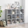 vidaXL Bookcase Concrete Gray Engineered Wood, Glass Medium Bookcase