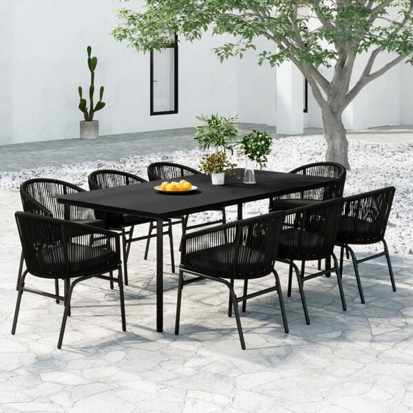 vidaXL Garden Dining Set Black