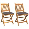 vidaXL Folding Chair 2 pcs Gray 49 x 57.5 x 92cm Solid Acacia wood