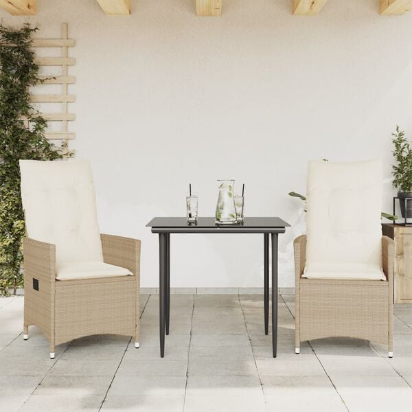 vidaXL Reclining Garden Chair Set of 2 Beige