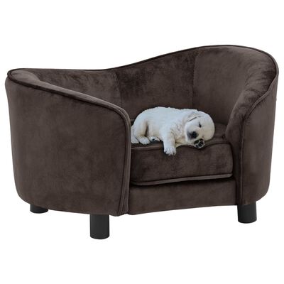 vidaXL Dog Sofa Brown 27.2"x19.3"x15.7" Plush