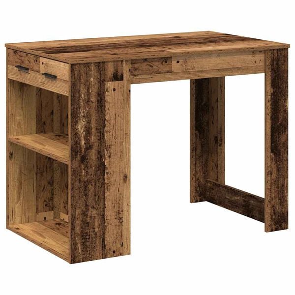 vidaXL Desk Old Wood Engineered Wood Medium Desk Rectangular Modern