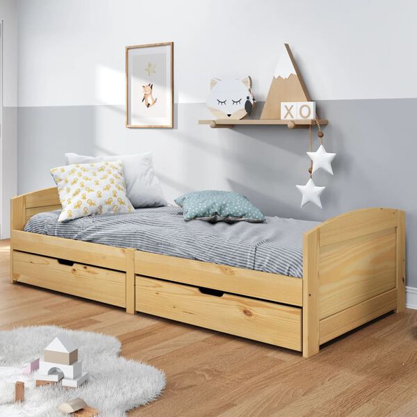 vidaXL Day Bed Natural Wood Solid pine wood, plywood 35.4 x 78.7 in