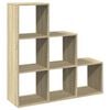 vidaXL Room Divider Bookcase Sonoma oak Engineered wood 3-Tier Bookcase