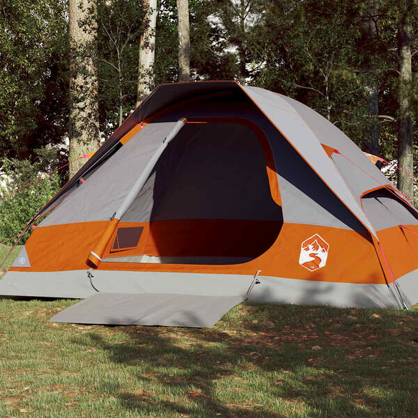 vidaXL Camping Tent Dome 4-Person Grey and Orange Waterproof