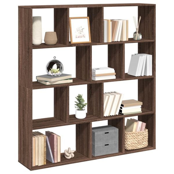 vidaXL Book Cabinet Brown Oak Engineered Wood 52.0 x 11.4 x 55.7 in