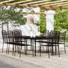 vidaXL Dining Set Black Powder-Coated Steel, Glass, Cotton Rope One Size