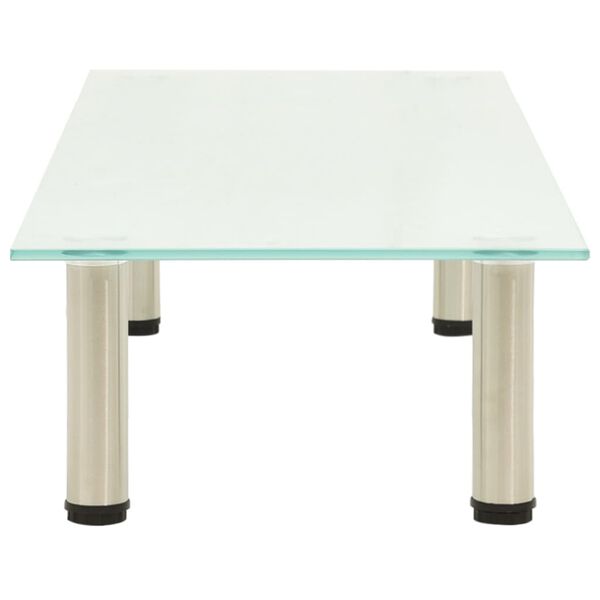 vidaXL TV Stand Transparent, Silver Tempered Glass, Stainless Steel Large