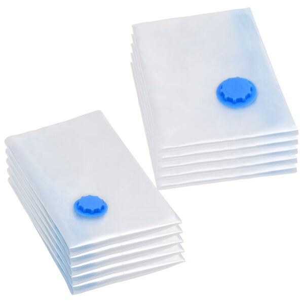 vidaXL Vacuum Travel Bag Set of 10 Transparent and Blue Plastic 2 Sizes