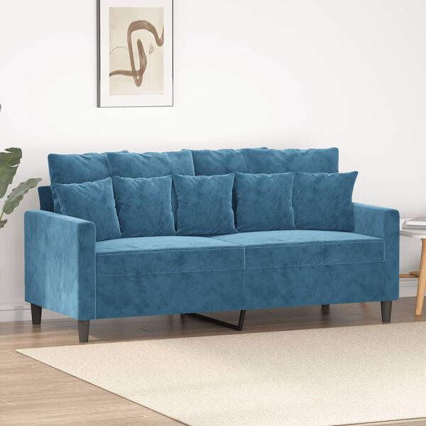 vidaXL 2-seater Sofa Blue Velvet, Metal, Foam 2-seater Appealing Design