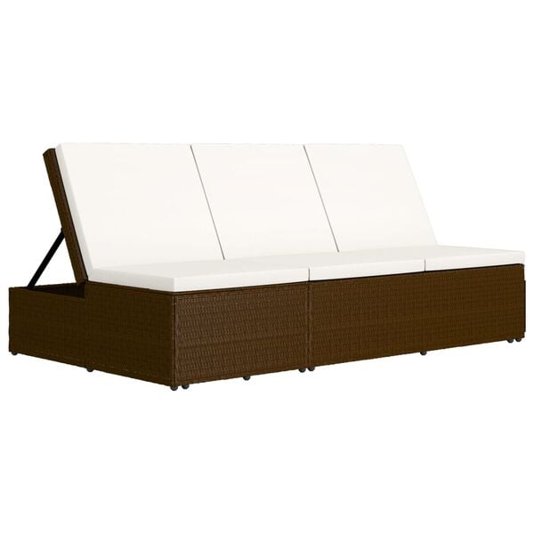 vidaXL Sun Bed Brown and cream white