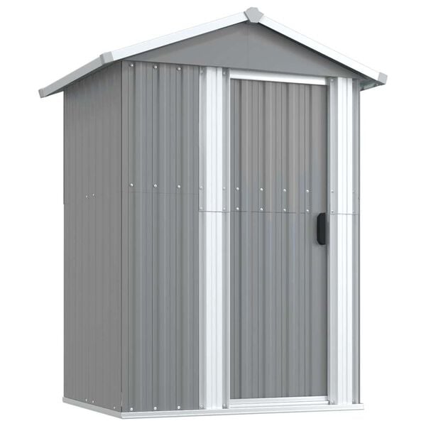 vidaXL Garden Shed Grey Galvanized Steel 49.6 x 38.4 x 69.7 in