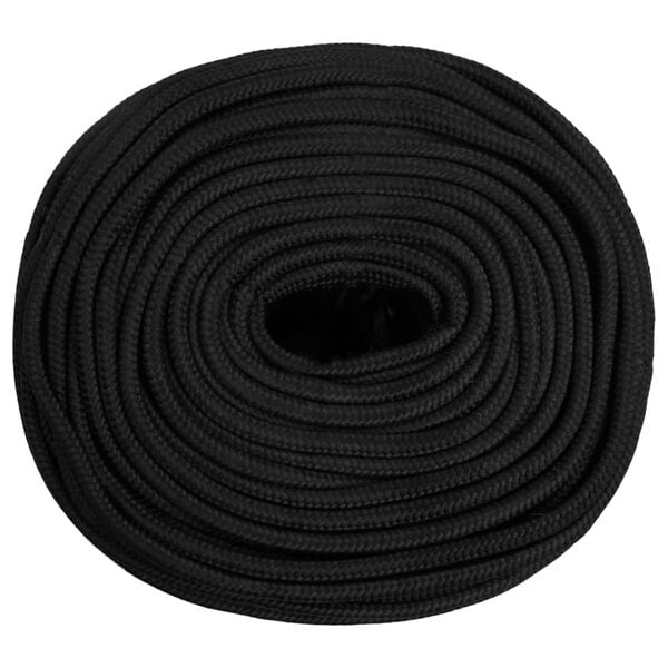 vidaXL Boat Rope Full Black 0.24 " 820.2 ' Polypropylene