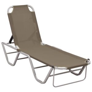 vidaXL Sun Lounger Taupe Aluminum Standard Adjustable Armrests