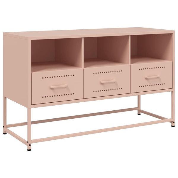 vidaXL TV Cabinet Pink Steel 39.6 x 15.4 x 23.8 in TV Cabinet