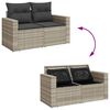 vidaXL Garden Sofa Set Light Grey PE Rattan Large Adjustable Feet