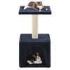 vidaXL Cat Tree Dark Blue Particle Board, Plush, Sisal Rope Small