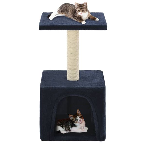 vidaXL Cat Tree Dark Blue Particle Board, Plush, Sisal Rope Small